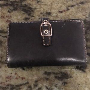 Black leather coach wallet